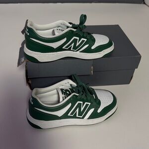 New Balance Kids Green and White Low-Top Sneakers
